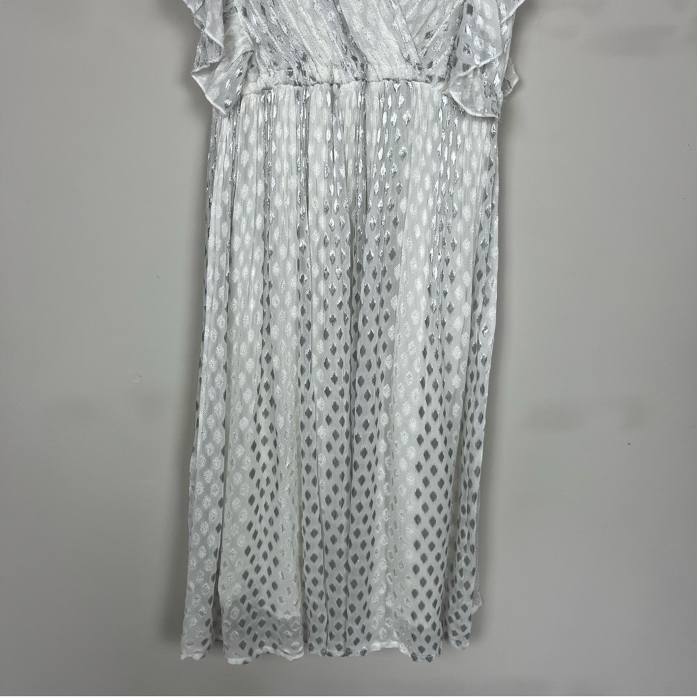 NWT ANTHROPOLOGIE RAGA WHISKED AWAY SURPLICE DRESS IN SILVER WHITE SIZE SMALL - Picture 9 of 15